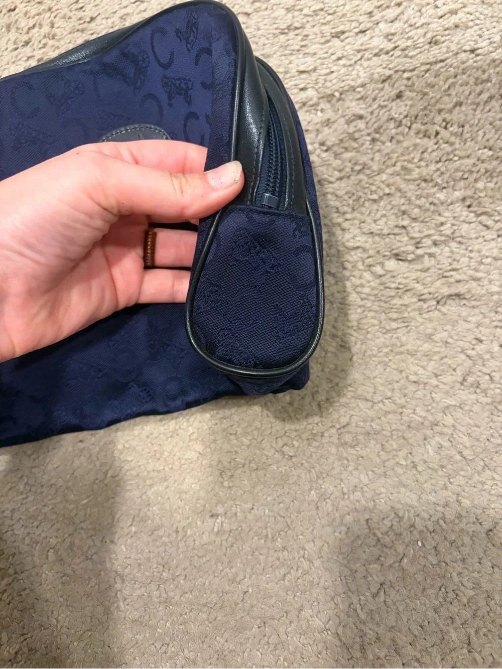 Celine Navy Monogram Toiletry Pouch